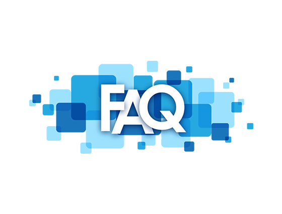 Blue color block geometric FAQ icon